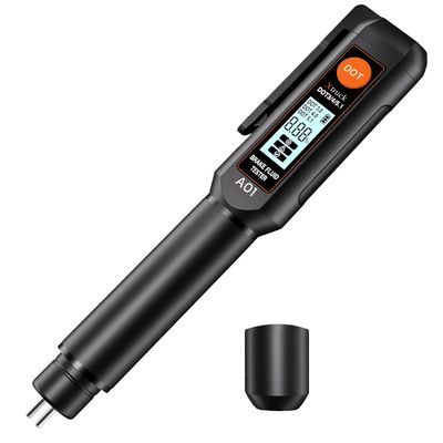 Máy kiểm tra dầu phanh kỹ thuật số với kích thước 155mm*30mm*25mm, trọng lượng 38.5g và môi trường sử dụng 0~50°C cho dầu phanh DOT3/DOT4/DOT5.1